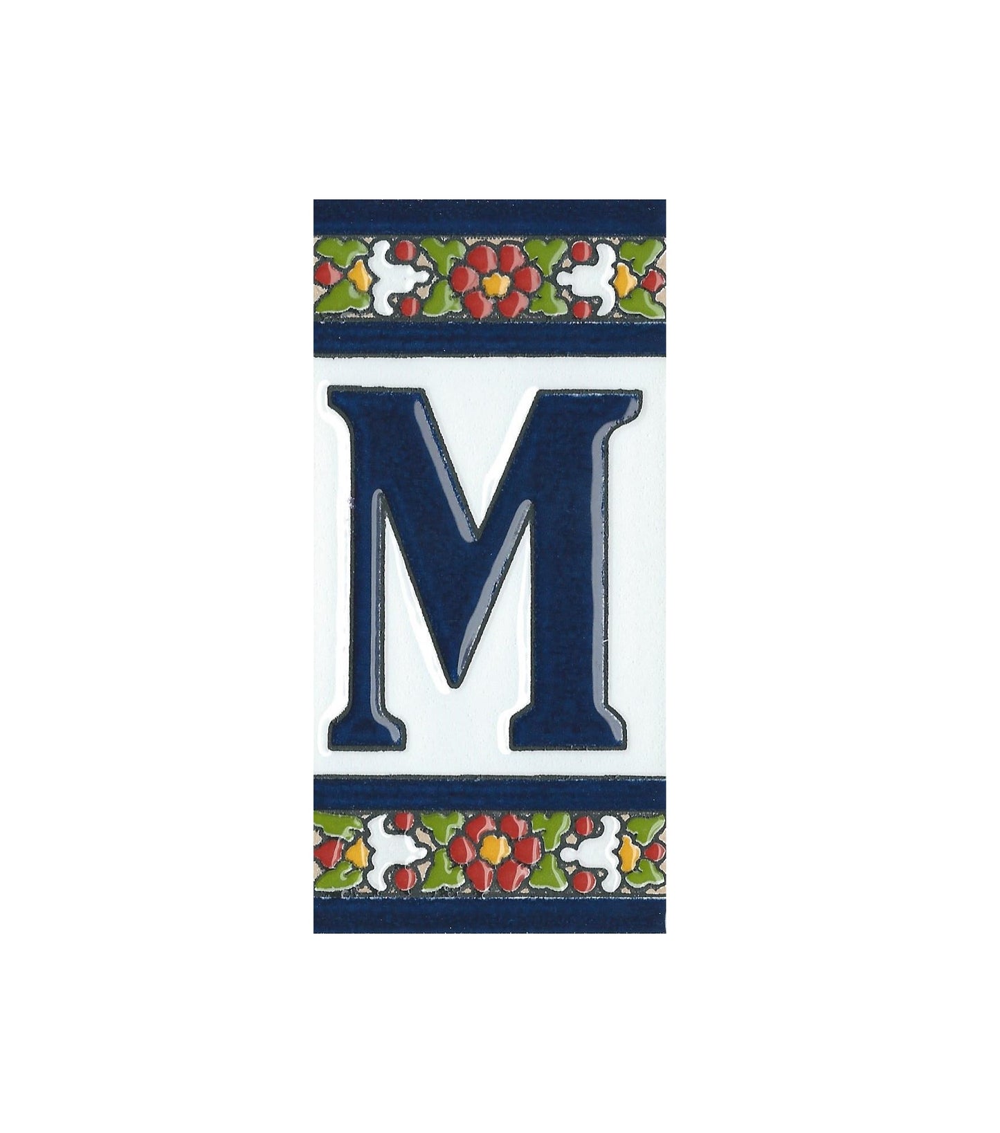 Floral Designed Hand-painted Ceramic House Number Tiles 11 x 5.5 cm
