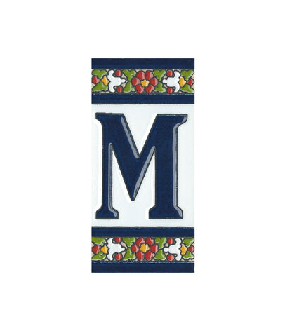 Floral Designed Hand-painted Ceramic House Number Tiles 11 x 5.5 cm