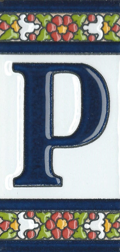 Floral Designed Hand-painted Ceramic Address Number and Letter Tiles 11 x 5.5 cm