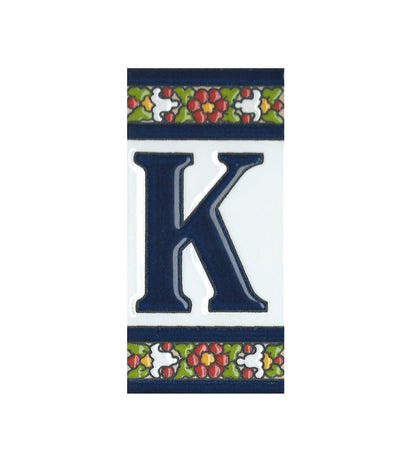 Floral Designed Hand-painted Ceramic House Number Tiles 11 x 5.5 cm
