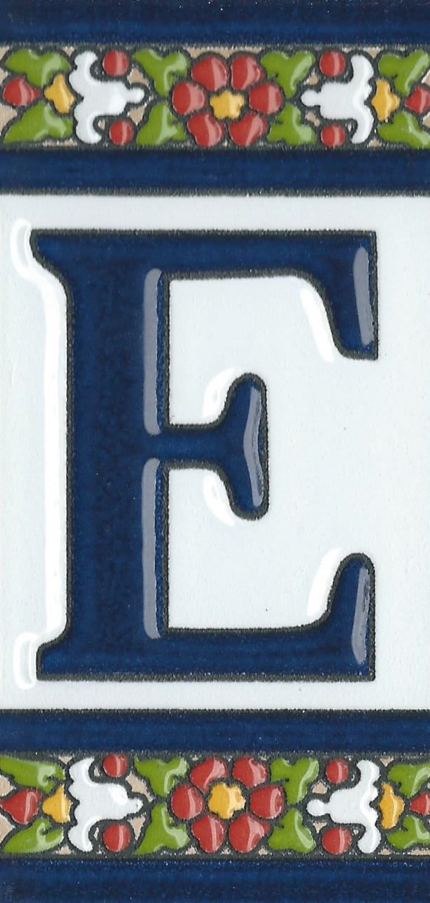 Floral Designed Hand-painted Ceramic Address Number and Letter Tiles 11 x 5.5 cm