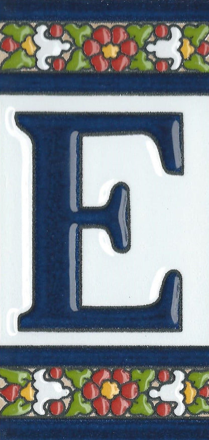 Floral Designed Hand-painted Ceramic Address Number and Letter Tiles 11 x 5.5 cm
