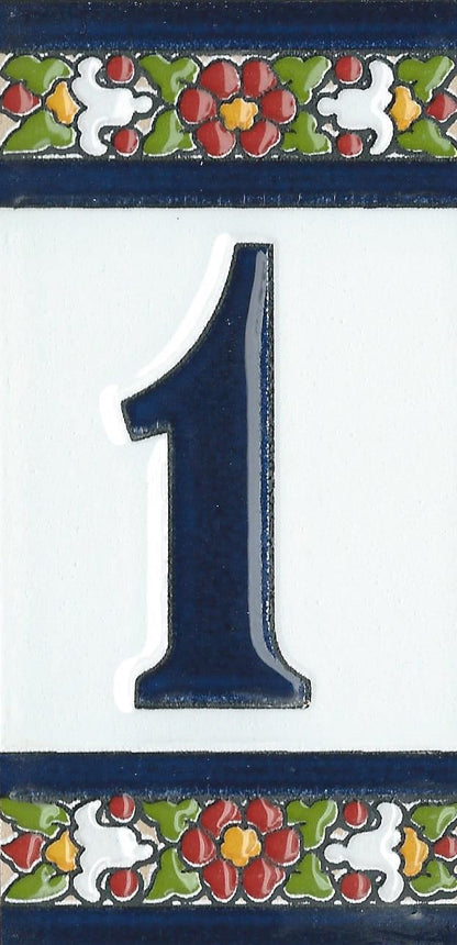 Floral Designed Hand-painted Ceramic Address Number and Letter Tiles 11 x 5.5 cm