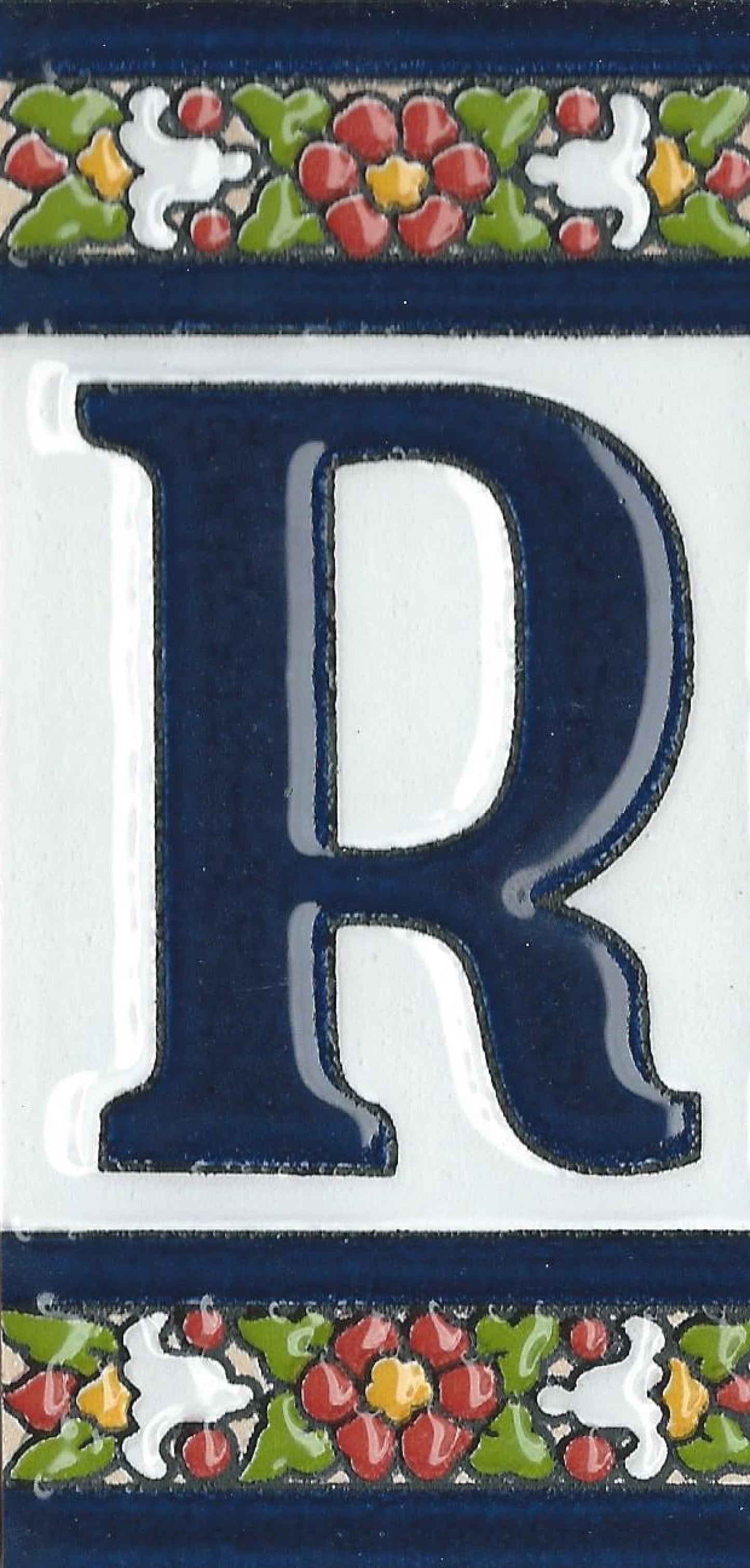 Floral Designed Hand-painted Ceramic Address Number and Letter Tiles 11 x 5.5 cm