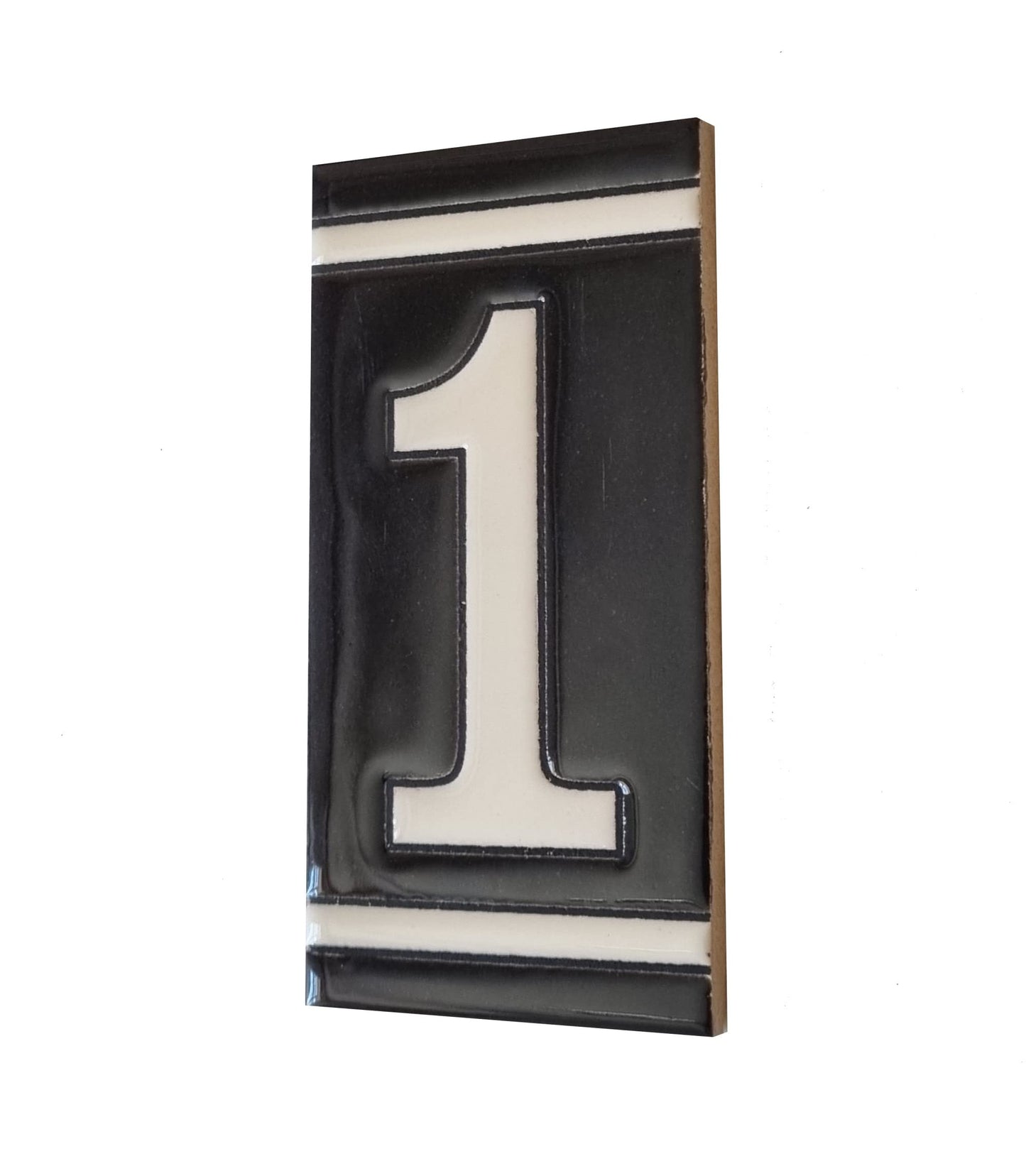 Hand-Painted French Black House Number Tiles 4.3' x 2.2' 11 x 5.5cm & Optional Metal Frames