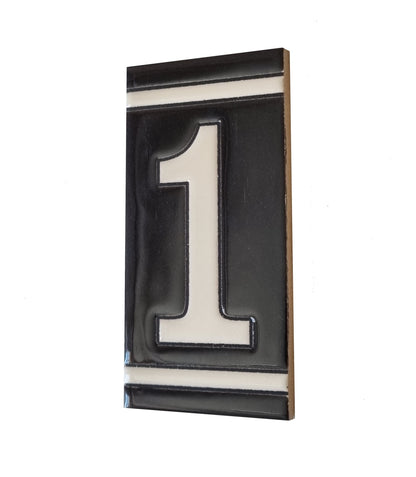 Hand-Painted French Black House Number Tiles 4.3' x 2.2' 11 x 5.5cm & Optional Metal Frames