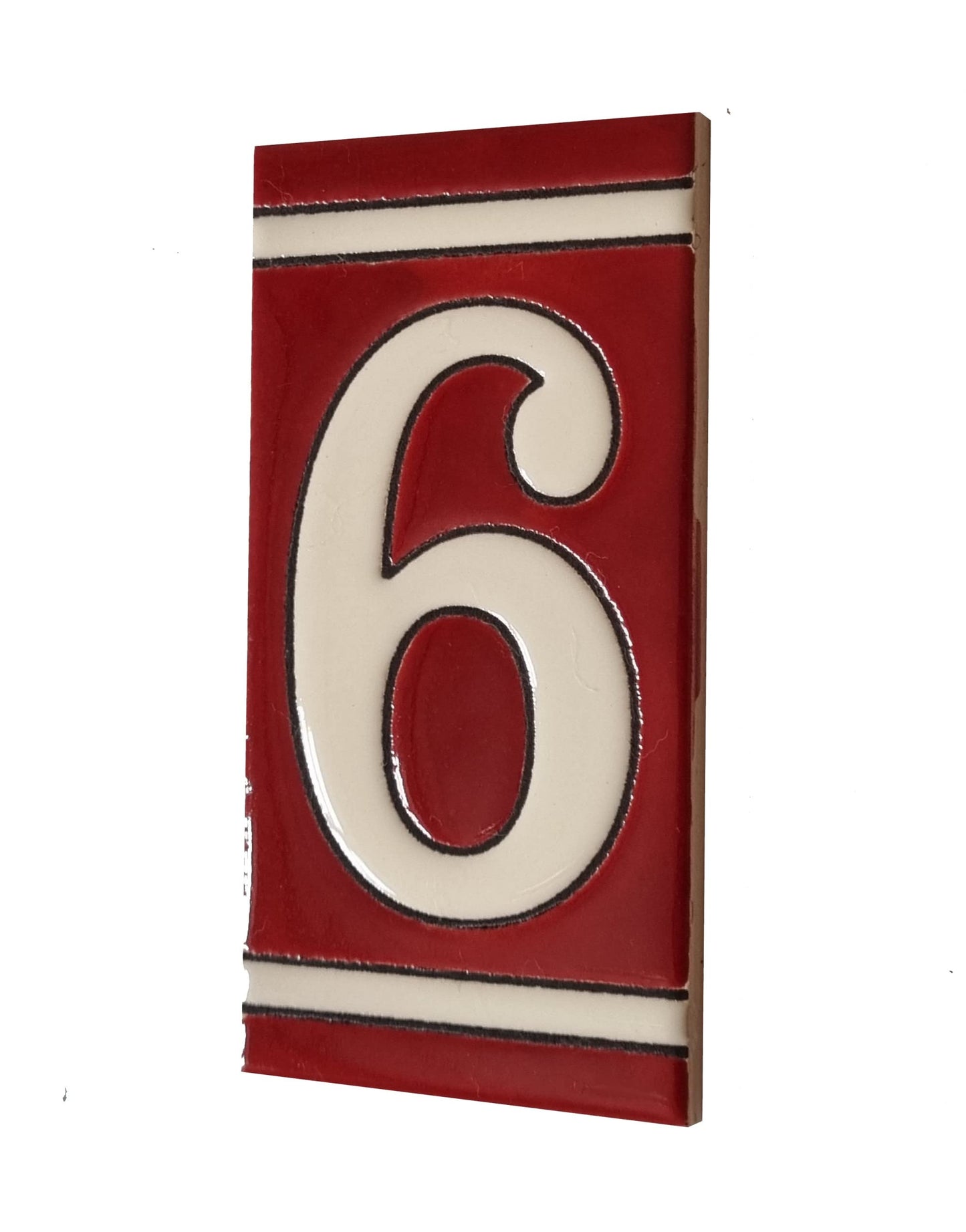 Hand-Painted French Designed Red Number Tiles 4.3' x 2.2' 11 x 5.5cm & Optional Metal Frames