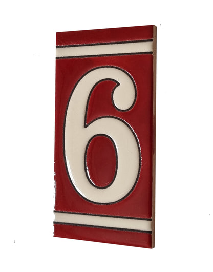 Hand-Painted French Designed Red Number Tiles 4.3' x 2.2' 11 x 5.5cm & Optional Metal Frames