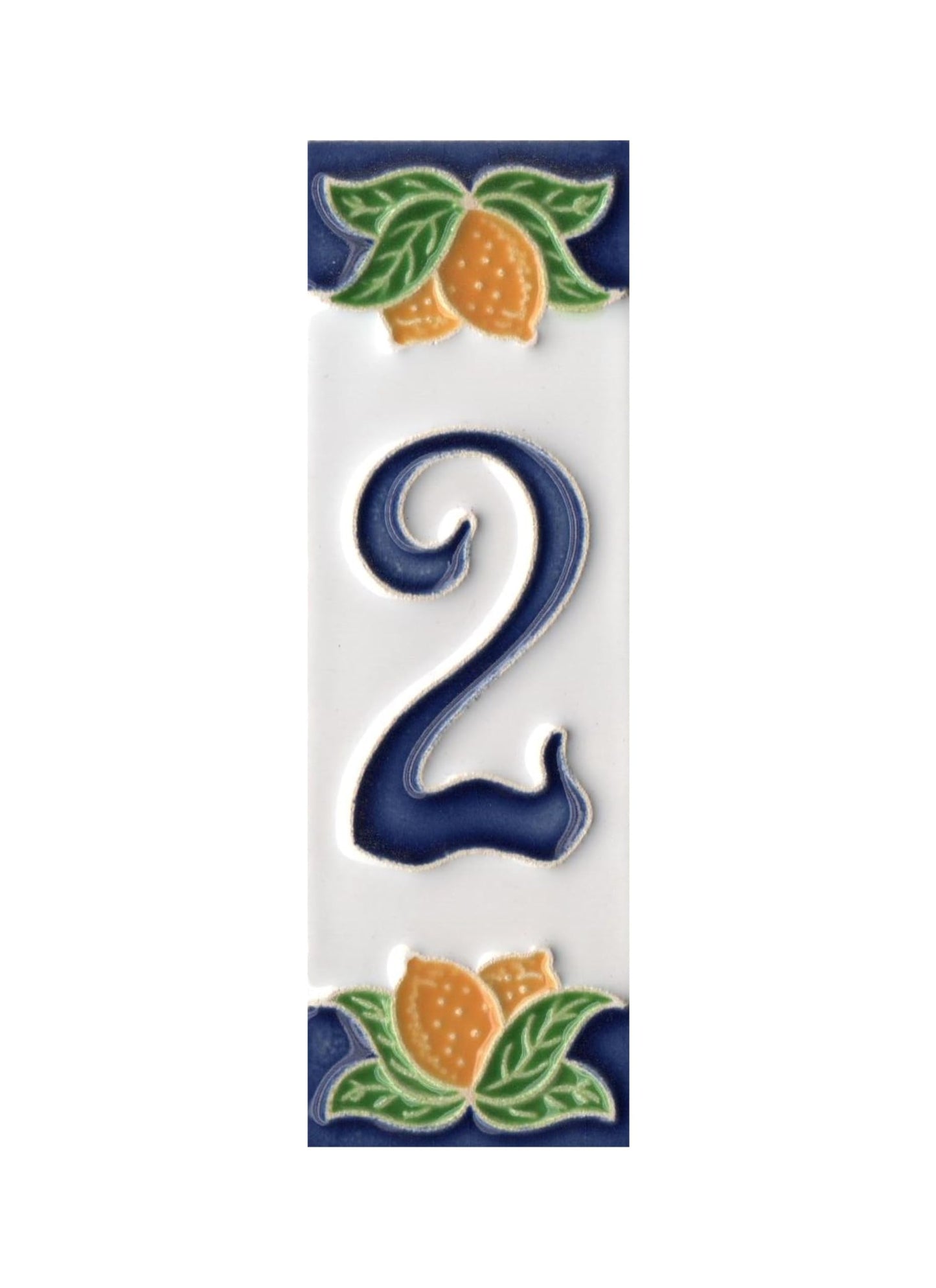 Italian Ceramic Lemon House Numbers & Letters Tiles 10 x 3.3 cm