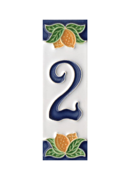Italian Ceramic Lemon House Numbers & Letters Tiles 10 x 3.3 cm