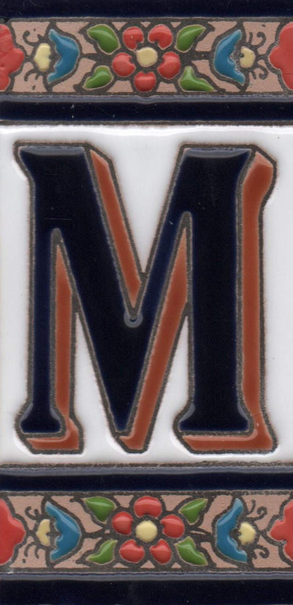 Hand-painted Ceramic Numbers & Letters Tiles Red Blue & Green Floral 11 x 5.5cm 2 to 7 Tile Frames