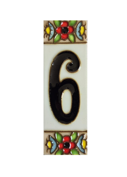 Spanish cherry number tiles with the option of wooden frames 10 x 3.3 cm
