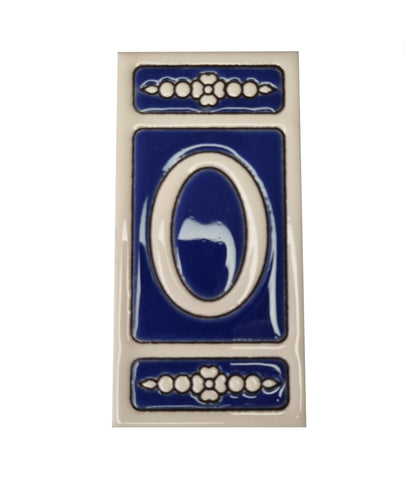 Atalaya M-3 Blue Hand-Painted Ceramic House Number Tiles 11 x 5.5 cm