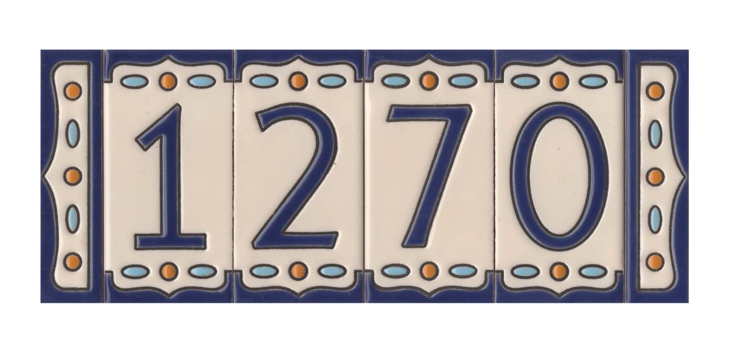 Nazari M-5 Spanish Hand-painted Ceramic House Number Tiles 11 x 5.5 cm