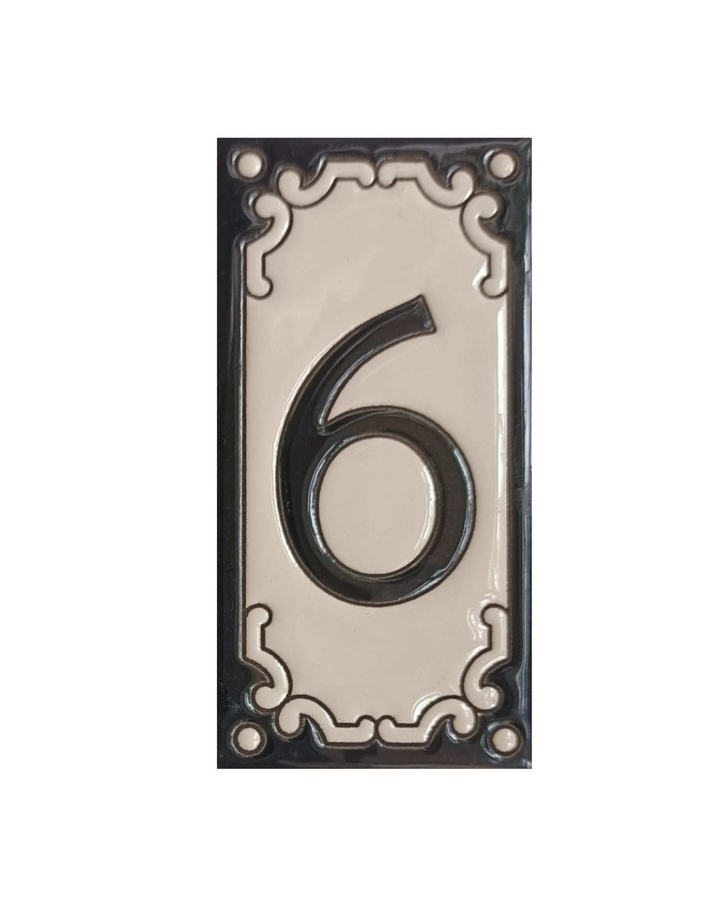 Jacho Black Hand-Painted Ceramic Number Tiles 11 x 5.5 cm