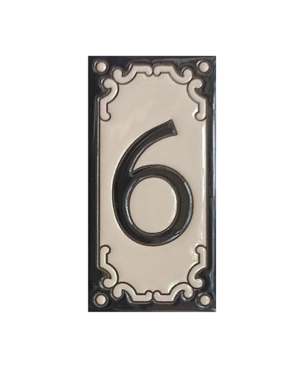Jacho Black Hand-Painted Ceramic Number Tiles 11 x 5.5 cm