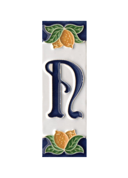Italian Ceramic Lemon House Numbers & Letters Tiles 10 x 3.3 cm