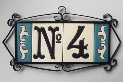 Hand-painted Costa Black & White Ceramic House Number Tiles 10 x 7.5cm