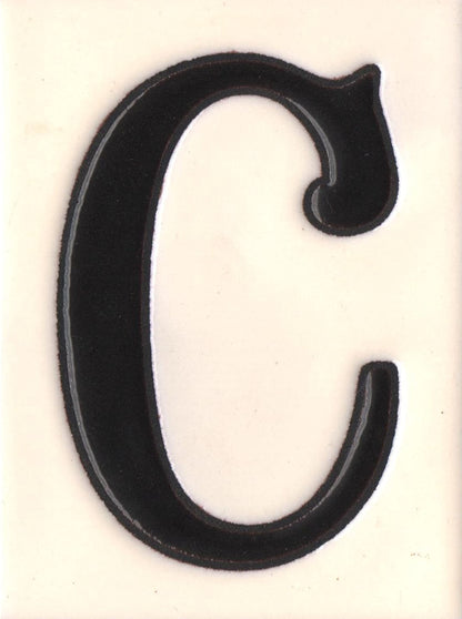Hand-painted Costa Black & White Ceramic House Number Tiles 10 x 7.5cm