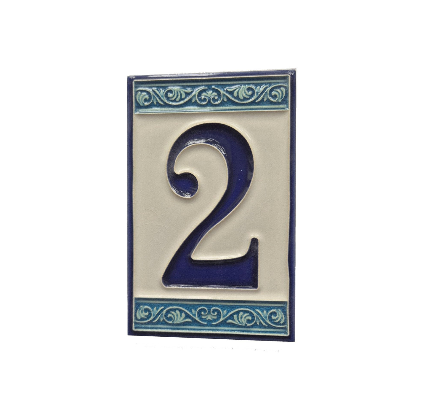 Hand-painted Italian Greek-styled house number tiles 11 x 7cm