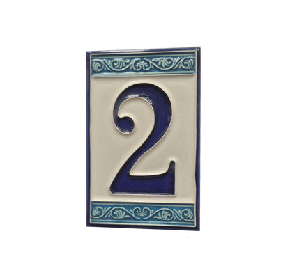 Hand-painted Italian Greek-styled house number tiles 11 x 7cm