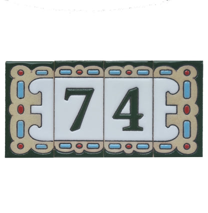 Hand-painted Mini-Green Ceramic House Number Tiles 7.5 x 3.7 cm