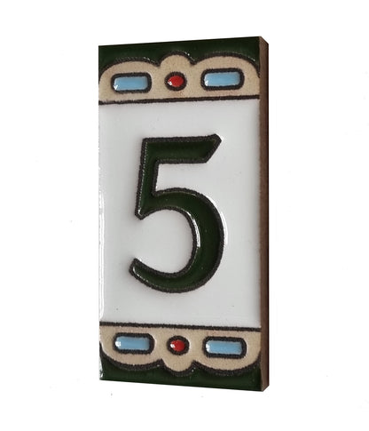 Hand-painted Mini-Green Ceramic House Number Tiles 7.5 x 3.7 cm
