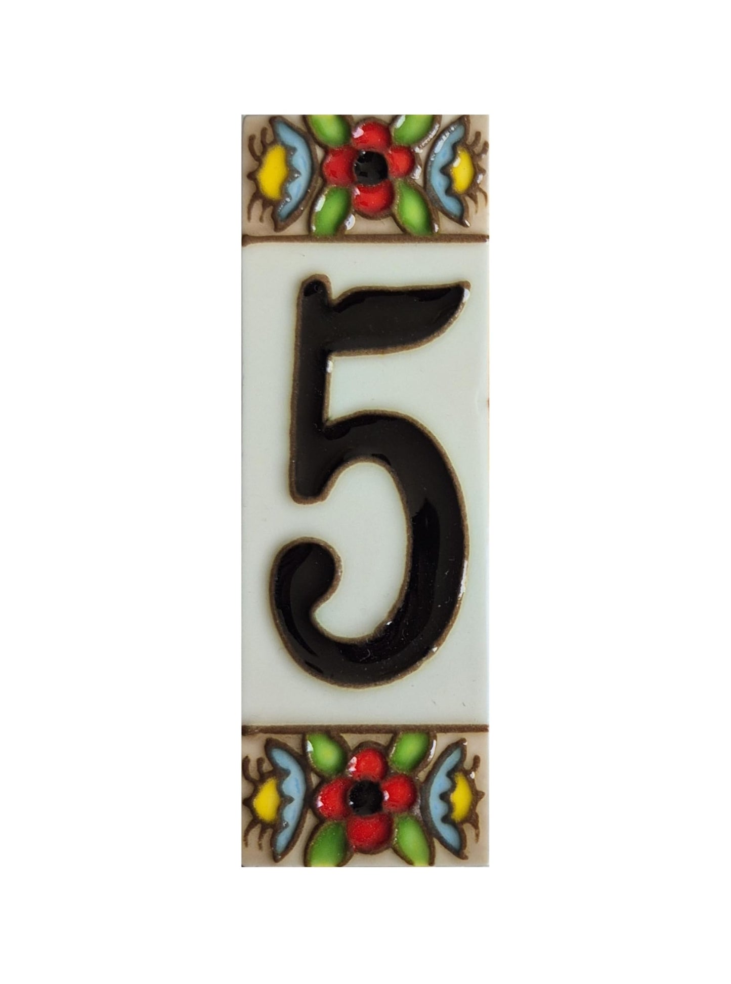 Spanish cherry number tiles with the option of wooden frames 10 x 3.3 cm