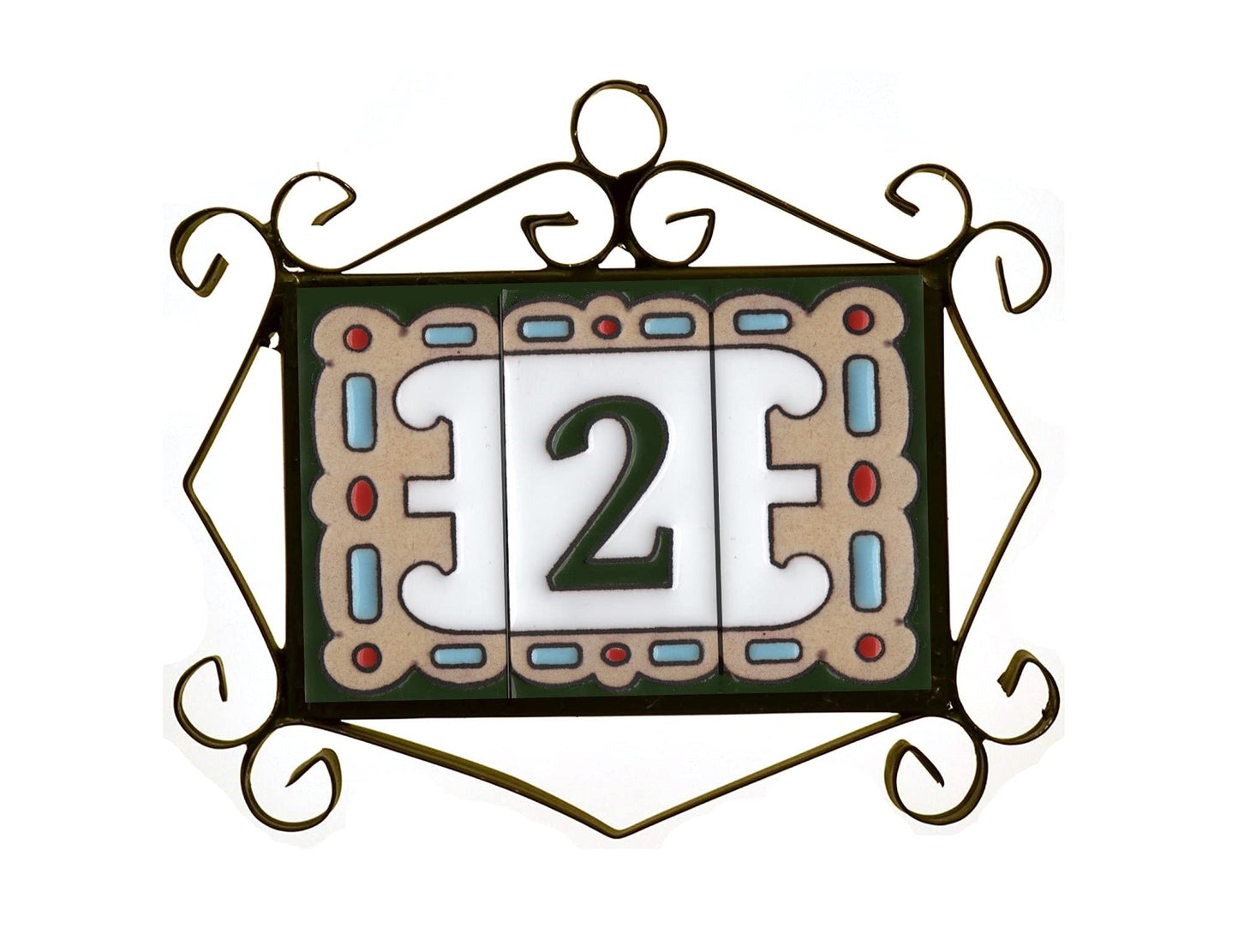 Hand-painted Mini-Green Ceramic House Number Tiles 7.5 x 3.7 cm