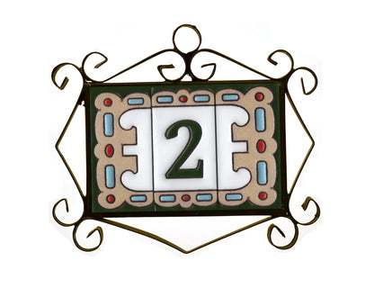 Hand-painted Mini-Green Ceramic House Number Tiles 7.5 x 3.7 cm