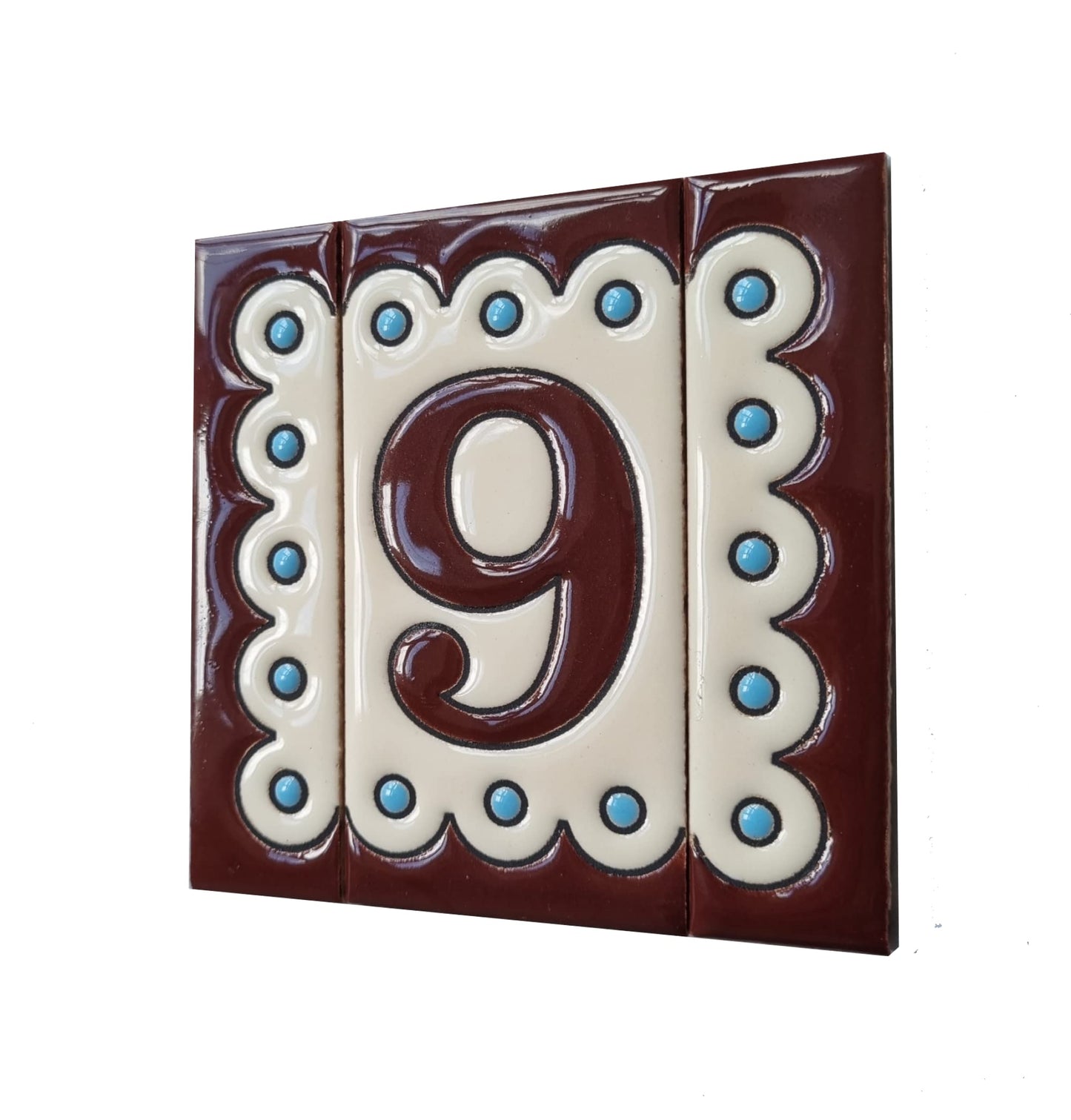 Soto M-8 Spanish Hand-painted Ceramic house number tiles 11 x 5.5 cm or 2.16 x 4.33"