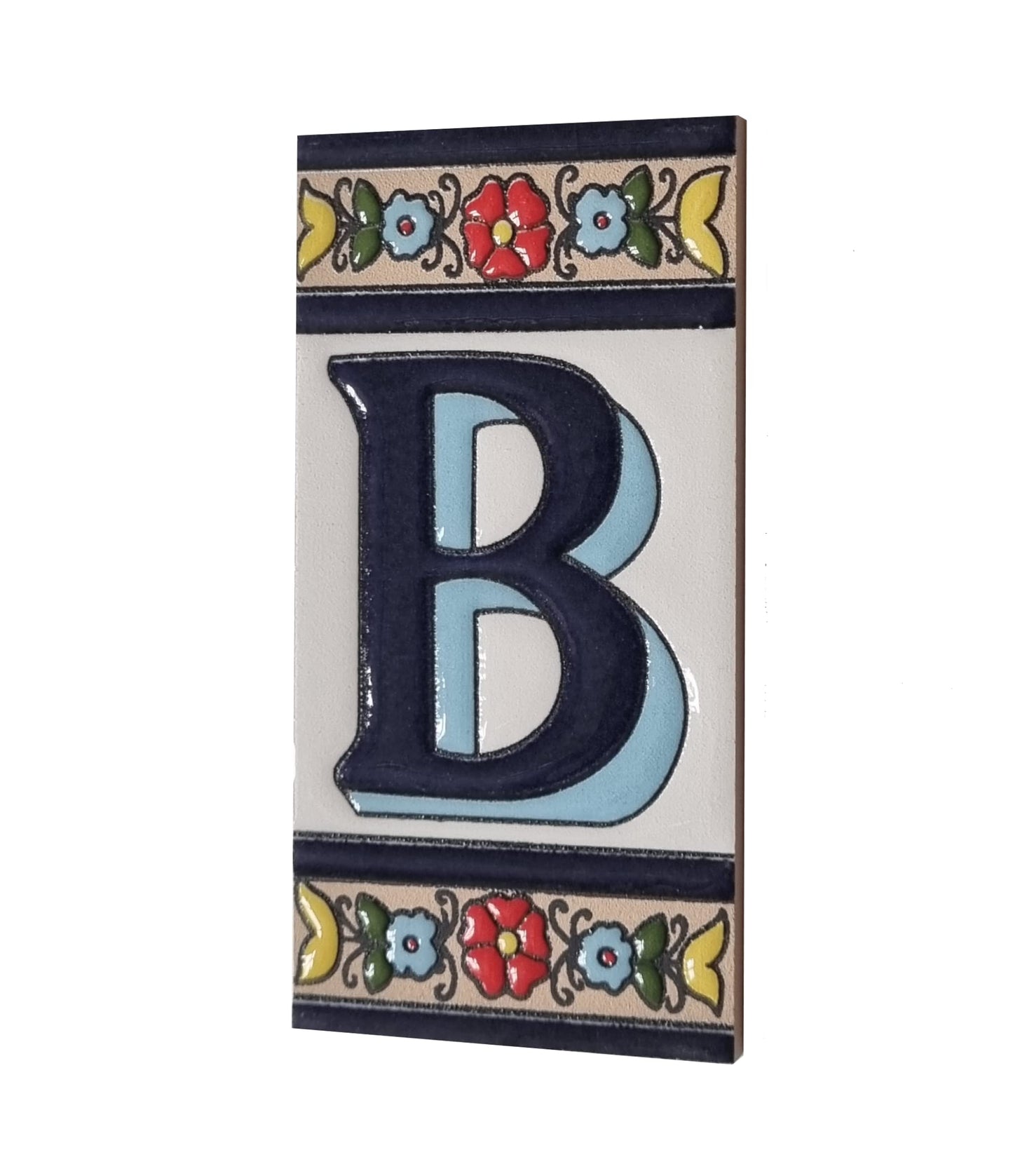 Altea Spanish Hand-painted Ceramic 11 x 5.5 cm or 2.165 x 4.331 inch House Number Tiles