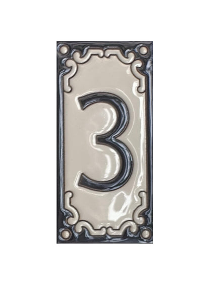 Jacho Black Hand-Painted Ceramic Number Tiles 11 x 5.5 cm