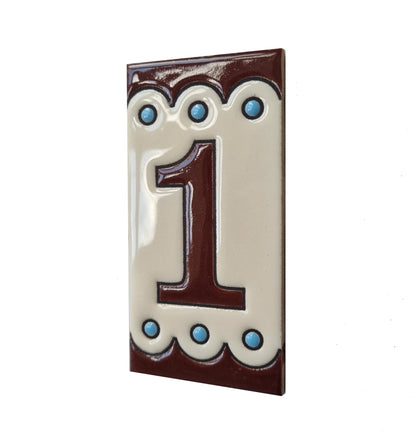 Soto M-8 Spanish Hand-painted Ceramic house number tiles 11 x 5.5 cm or 2.16 x 4.33"