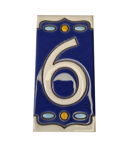 Hand-painted Nazari M-1 Ceramic House Number Tiies 11 x 5.5cm