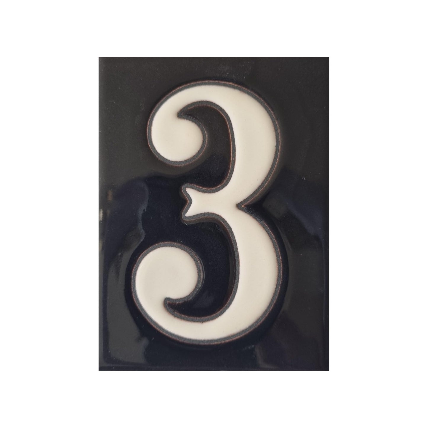 Hand-painted Costa Black Ceramic House Number Tiles 10 x 7.5cm