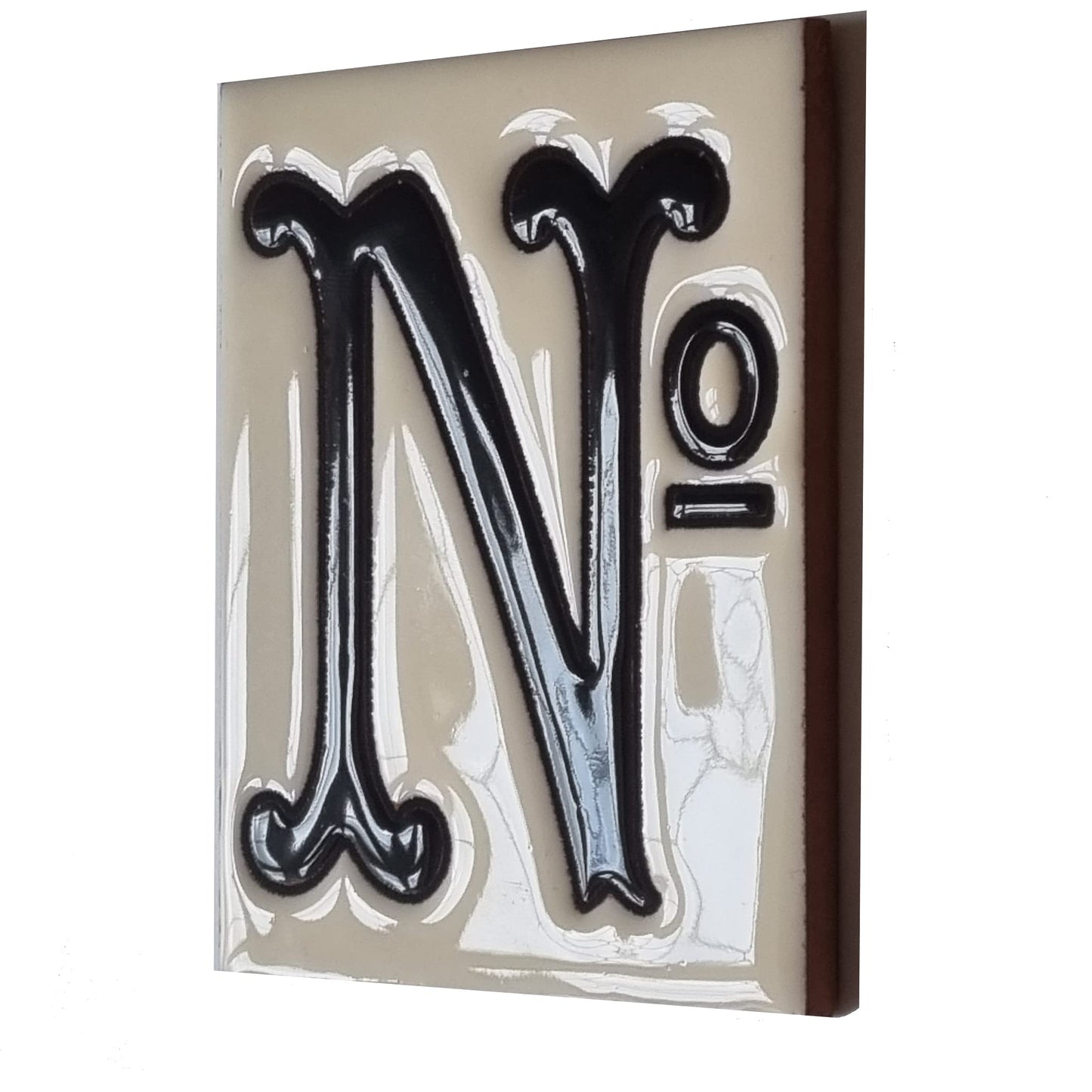 Hand-painted Costa Black & White Ceramic House Number Tiles 10 x 7.5cm