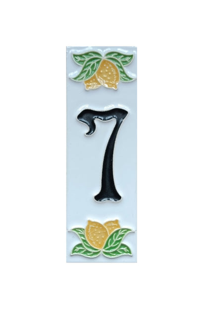 Italian hand-painted lemon ceramic house number tiles with black font 15 x 4.8 cm