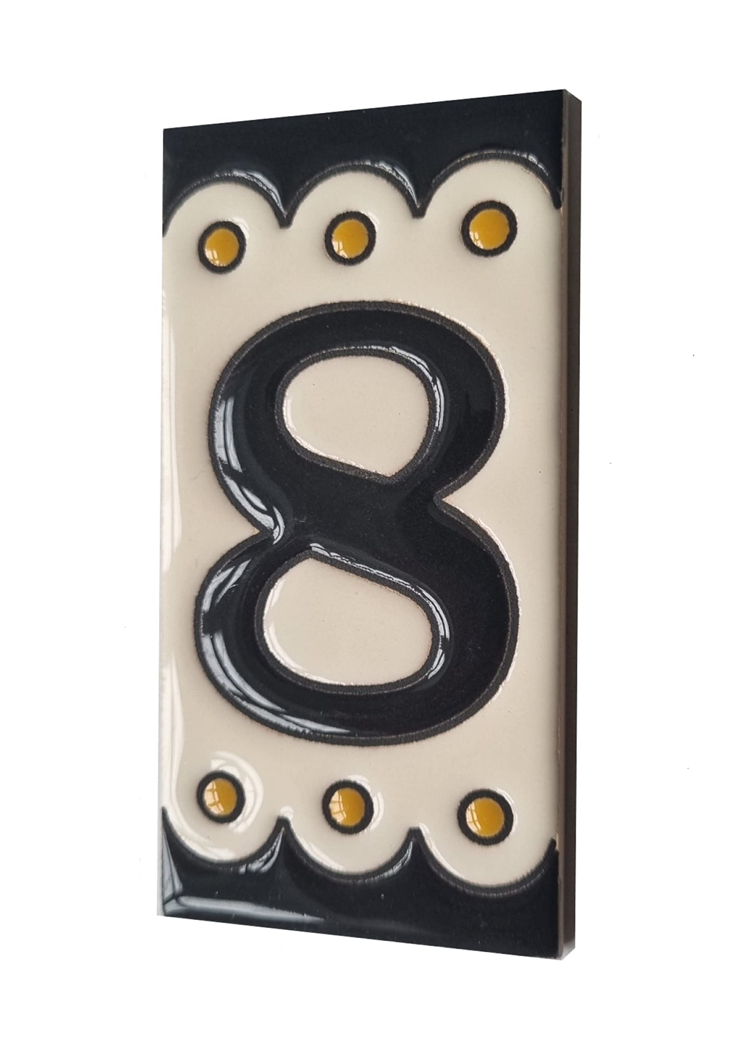 Soto M-3 Spanish Hand-painted Ceramic 11 x 5.5 cm or 2.16 x 4.33" Number Tiles