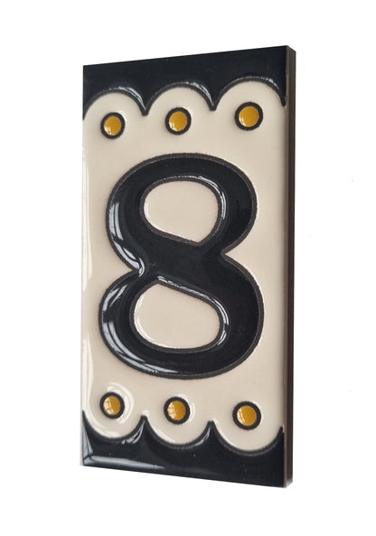 Soto M-3 Spanish Hand-painted Ceramic 11 x 5.5 cm or 2.16 x 4.33" Number Tiles