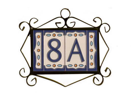 Nazari M-5 Spanish Hand-painted Ceramic 11 x 5.5 cm or 2.165 x 4.331 inch House Number Tiles & Accessories