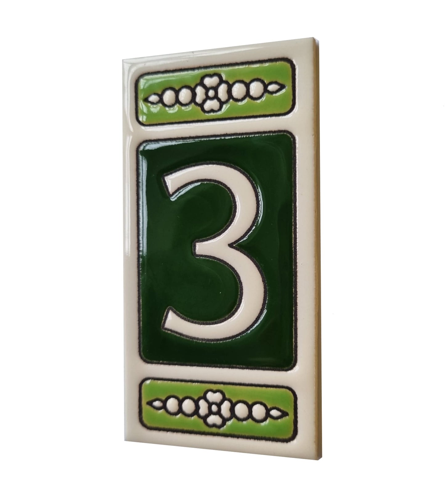 Atalaya Green Hand-Painted Ceramic House Number Tiles 11 x 5.5cm