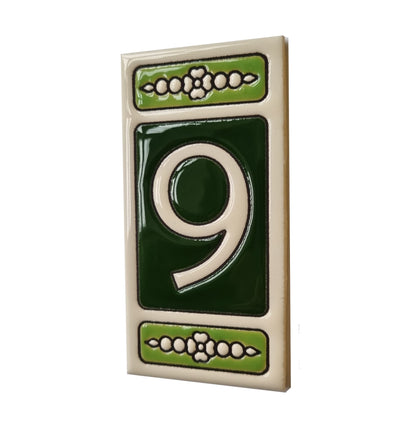 Atalaya Green Hand-Painted Ceramic House Number Tiles 11 x 5.5cm