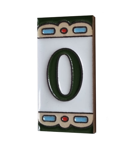Hand-painted Mini-Green Ceramic House Number Tiles 7.5 x 3.7 cm