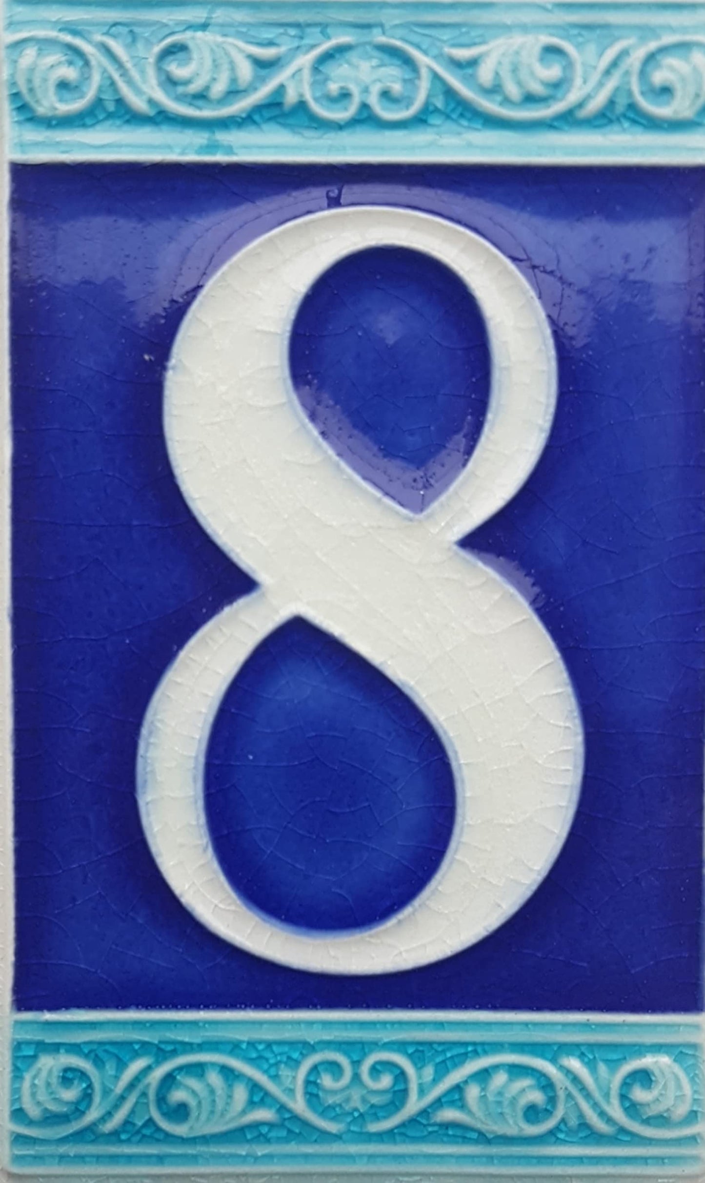 Hand-painted Italian Ceramic House Numbers Tiles | Roman Design | Tile Size: 11cm x 7cm