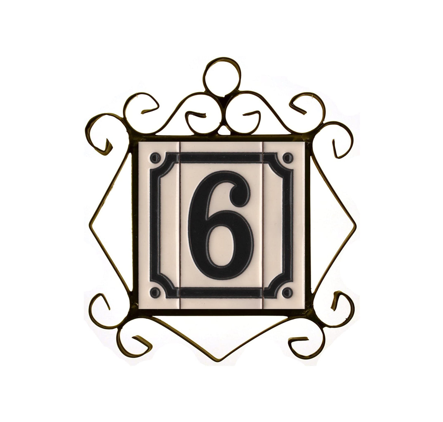 French White Classic Hand-Painted House Number Tiles 4.3' x 2.2' 11 x 5.5cm & Optional Metal Frames