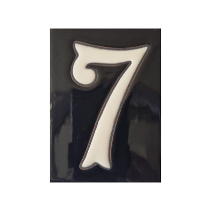 Hand-painted Costa Black Ceramic House Number Tiles 10 x 7.5cm