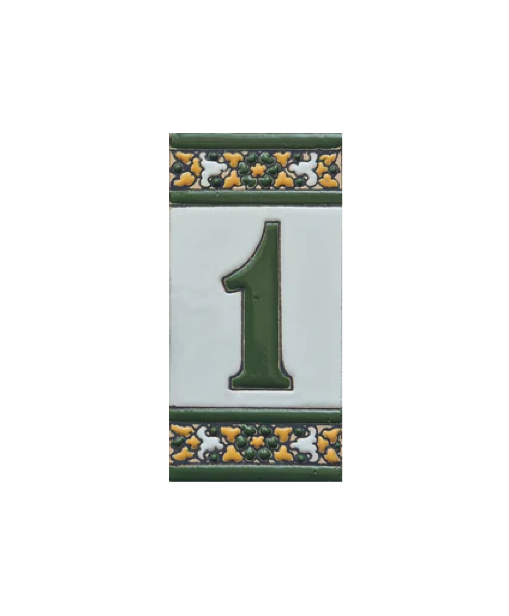 Floral Seville Hand-painted Ceramic House Number Tiles 11 x 5.5 cm