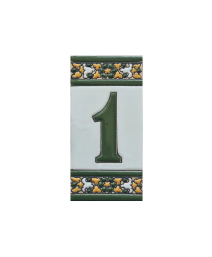 Floral Seville Hand-painted Ceramic House Number Tiles 11 x 5.5 cm
