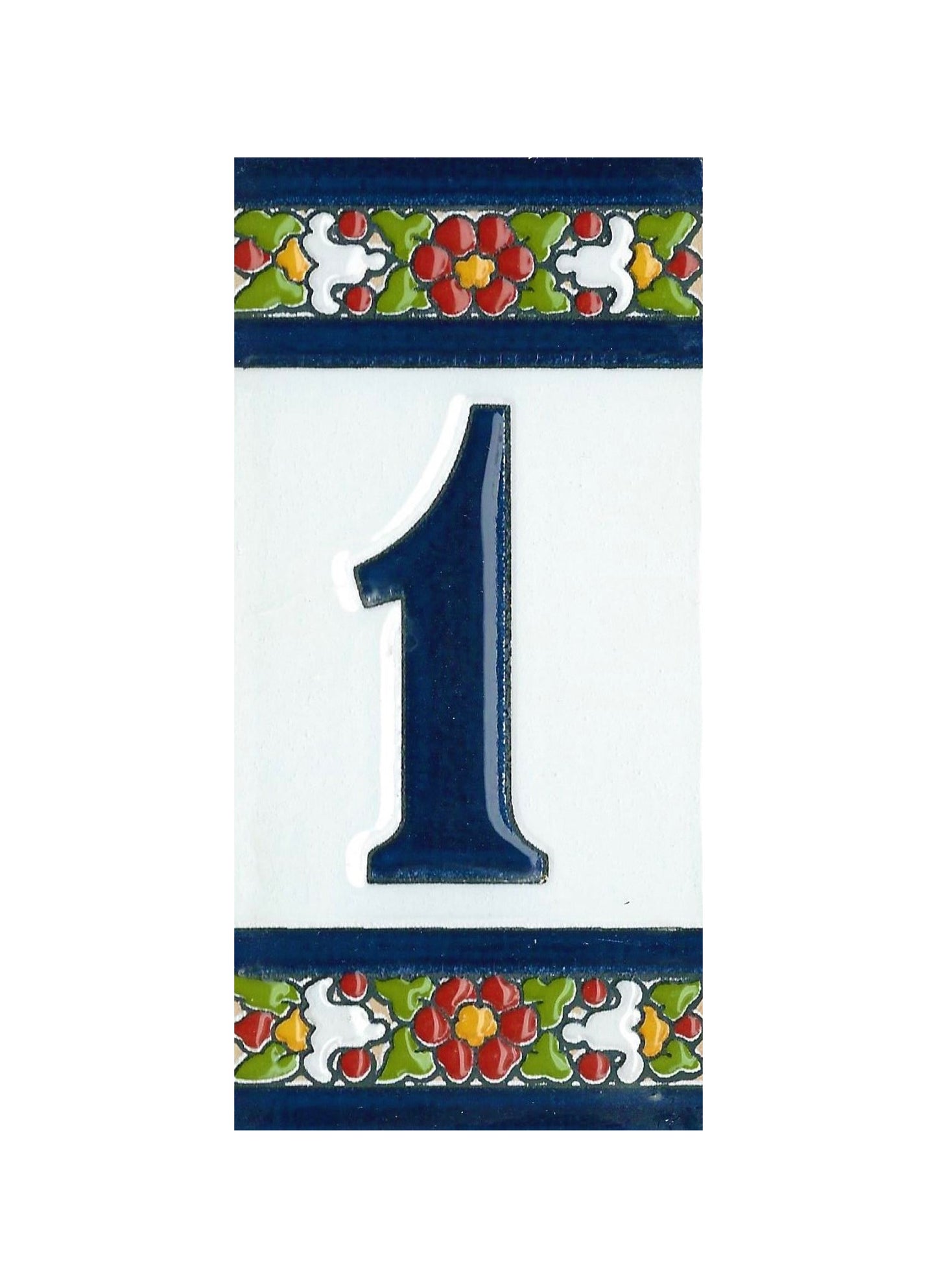 Floral Designed Hand-painted Ceramic House Number and Letter Tiles 11 x 5.5 cm